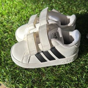 Adidas White and Black Velcro Sneakers